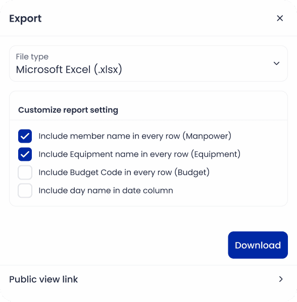 export report demo dialog